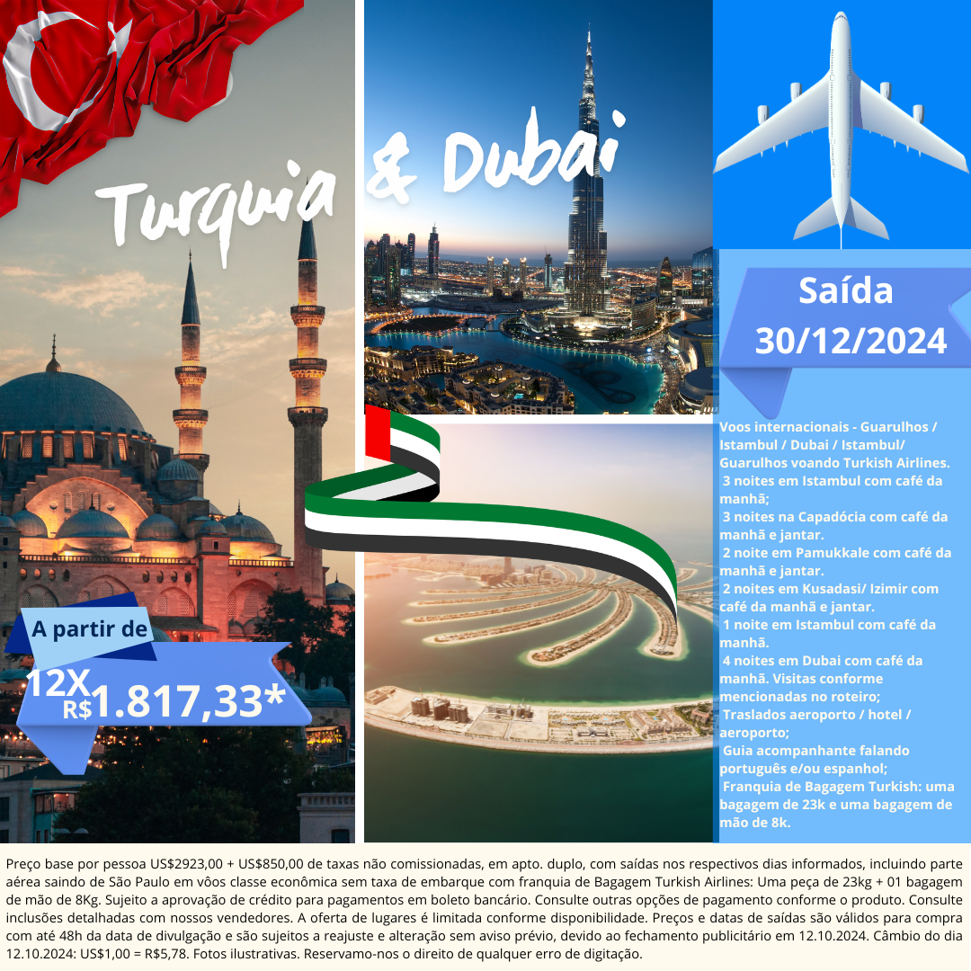 TURQUIA E DUBAI VOANDO TK